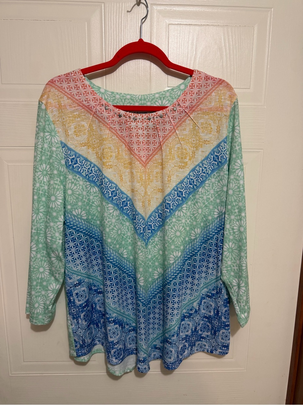 Alfred Dunner Multi-Color Chevron & Floral Tunic